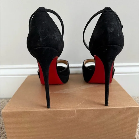 Christian Louboutin Aketata 120 Black Suede Platform Sandal - Picture 9 of 14